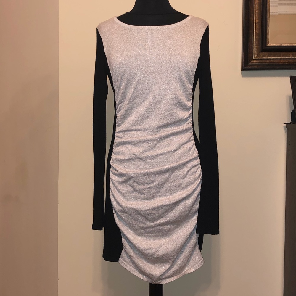 Grey/ Silver and Black fitted dress